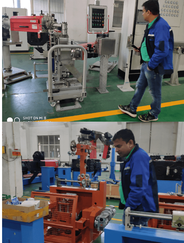 India customer visit for data cable extrusion line and teflon extrusion line