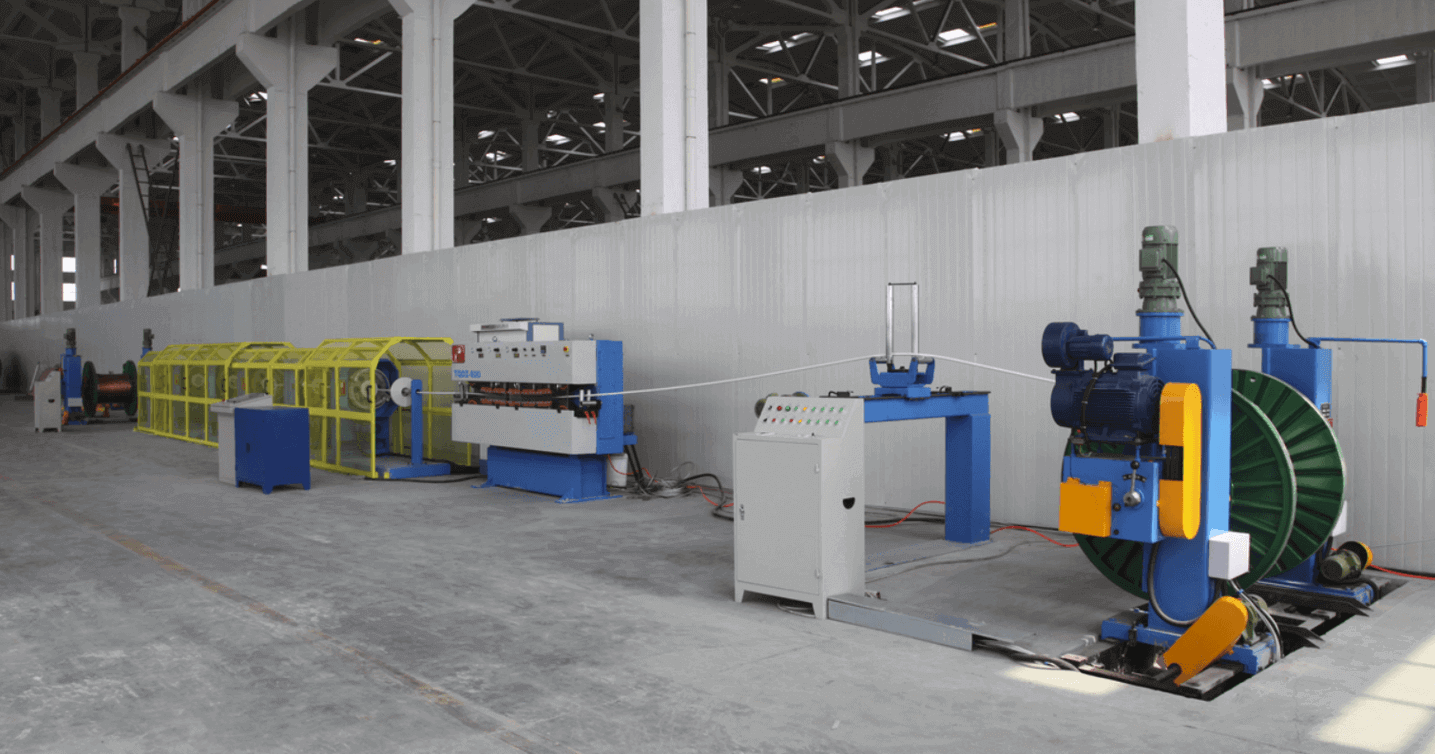 Column type rewinding machine line